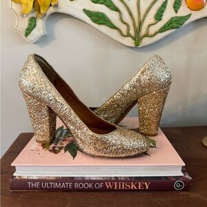 J Crew 1987 Sparkly Round Toe Heels Sz 8.5